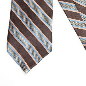 Carrot & Gibbs Silk Repp Tie Men’s 61” Brown Tan Stripe Preppy Designer Wide New